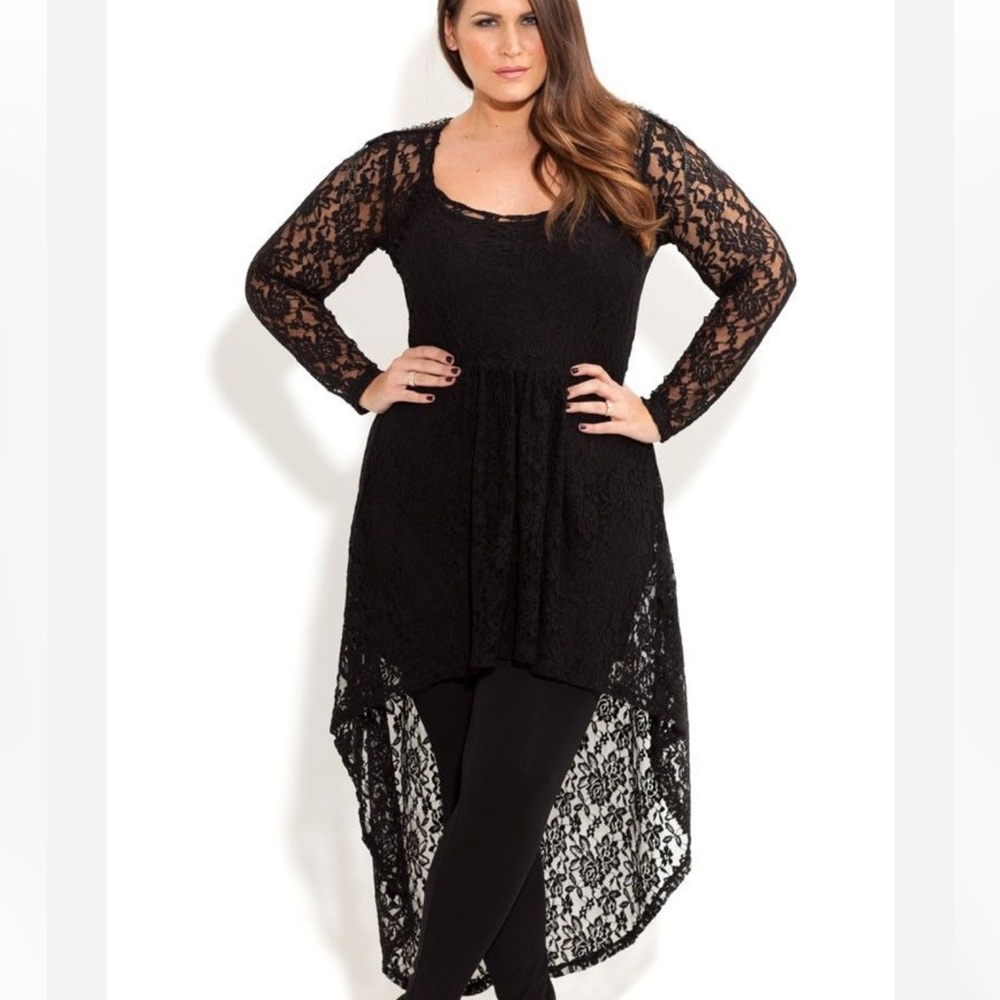 NWT City Chic Lace Armour Hi-low babydoll tunic top duster XXL 24
